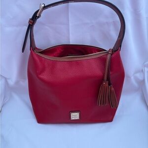 Dooney & Bourke Red Hobo Bag with Tassels